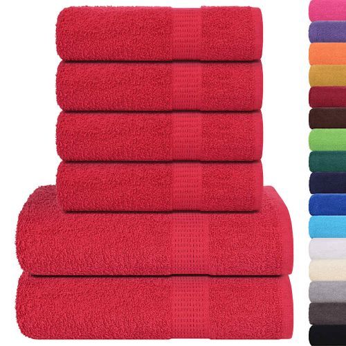 Ensemble de serviettes 6 pcs rouge 360 g/m² 100% coton - Photo n°2; ?>