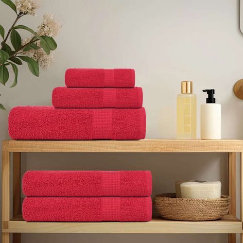 Ensemble de serviettes 6 pcs rouge 360 g/m² 100% coton - Photo n°3; ?>