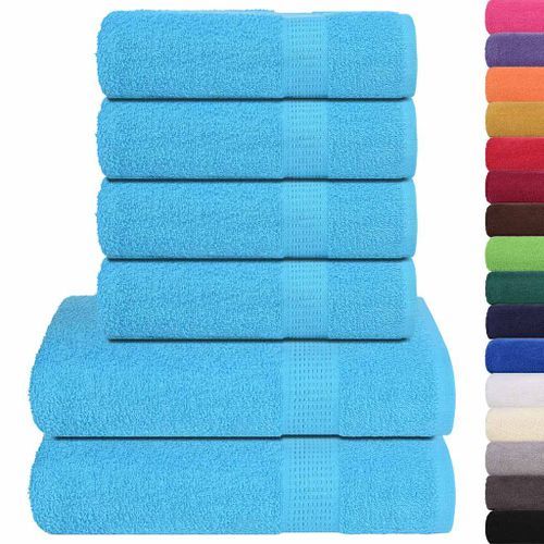 Ensemble de serviettes 6 pcs turquoise 360 g/m² 100% coton - Photo n°2; ?>