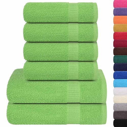 Ensemble de serviettes 6 pcs vert 360 g/m² 100% coton - Photo n°2; ?>