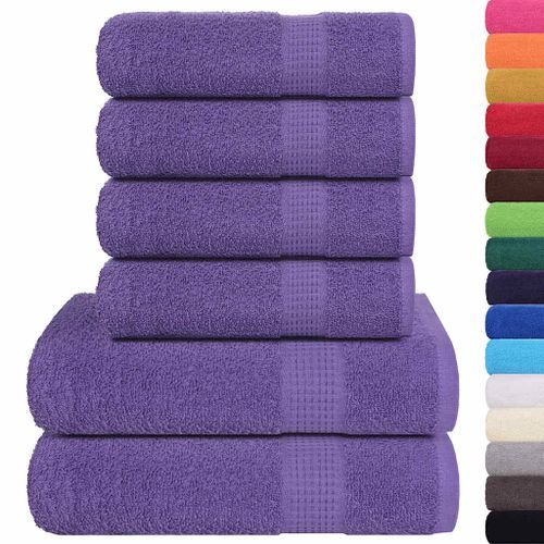 Ensemble de serviettes 6 pcs violet 360 g/m² 100% coton - Photo n°2; ?>