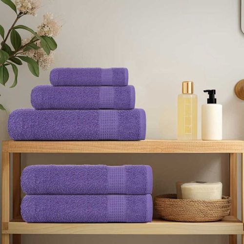 Ensemble de serviettes 6 pcs violet 360 g/m² 100% coton - Photo n°3; ?>