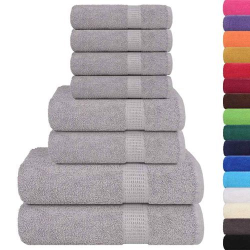 Ensemble de serviettes 8 pcs gris 360 g/m² 100% coton - Photo n°2; ?>