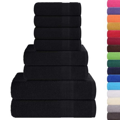 Ensemble de serviettes 8 pcs noir 360 g/m² 100% coton - Photo n°2; ?>