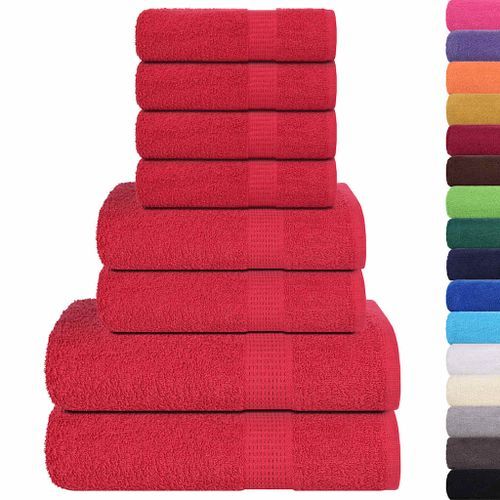 Ensemble de serviettes 8 pcs rouge 360 g/m² 100% coton - Photo n°2; ?>