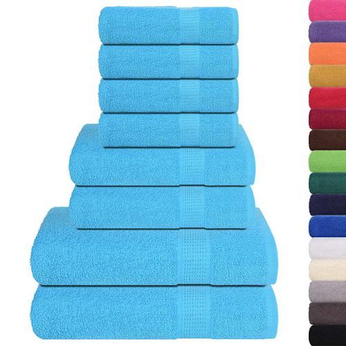 Ensemble de serviettes 8 pcs turquoise 360 g/m² 100% coton - Photo n°2; ?>