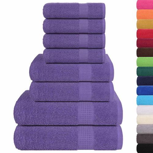 Ensemble de serviettes 8 pcs violet 360 g/m² 100% coton - Photo n°2; ?>