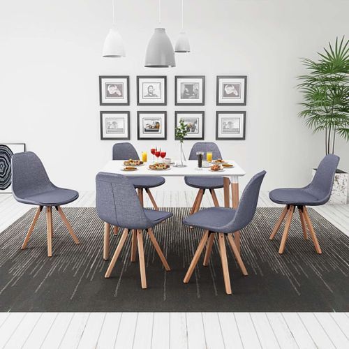 Ensemble de table et chaise à manger 7 pcs Blanc et gris clair - Photo n°2; ?>