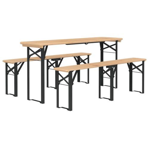 Ensemble de tables à bière pliantes 3 pcs bois massif de sapin - Photo n°3; ?>