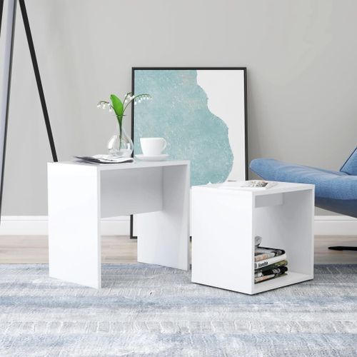 Ensemble de tables basses Blanc 48x30x45 cm - Photo n°2; ?>