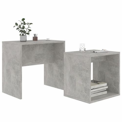 Ensemble de tables basses Gris béton 48x30x45 cm - Photo n°3; ?>