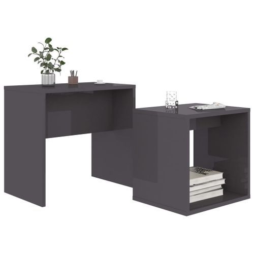 Ensemble de tables basses Gris brillant 48x30x45 cm - Photo n°3; ?>