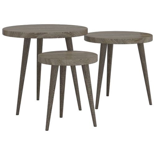 Ensemble de tables d'appoint 3 pcs Gris MDF et fer - Photo n°2; ?>