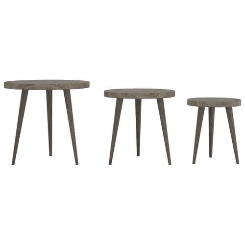 Ensemble de tables d'appoint 3 pcs Gris MDF et fer - Photo n°3; ?>