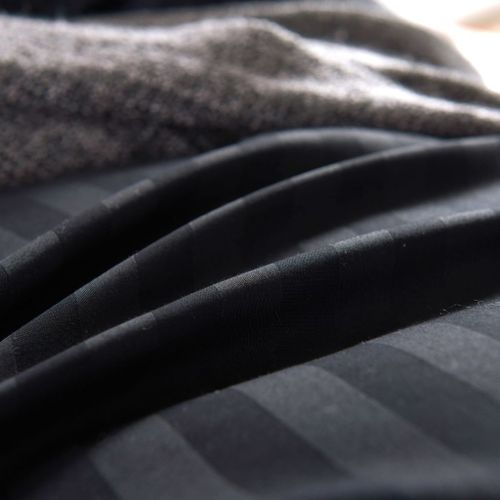 Ensemble housse de couette Satin de coton Noir 200x200/60x70 cm - Photo n°2; ?>