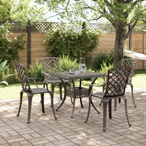 Ensemble manger de jardin 5 pcs bronze aluminium coulé - Photo n°2; ?>