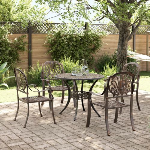 Ensemble manger de jardin 5 pcs bronze aluminium coulé - Photo n°2; ?>