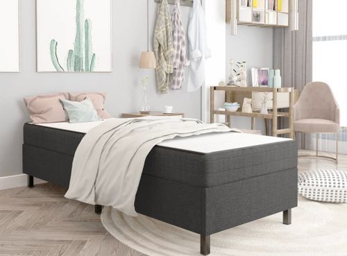 Ensemble matelas équilibré à ressorts 20 cm et sommier tapissier 35.5 cm tissu gris foncé Sloka - Élégance et confort - Photo n°2; ?>