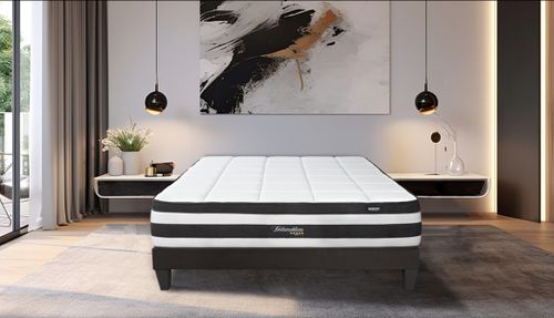 Ensemble matelas ferme 25 cm à ressorts ensachés et sommier 30 cm en bois Fontainebleau - Photo n°2; ?>