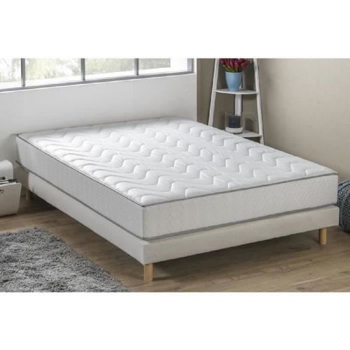 Ensemble matelas mousse et latex + sommier 160 x 200 - Confort ferme - Epaisseur 19 cm - Galon gris - Photo n°2; ?>