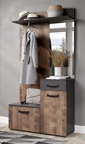 Ensemble meuble d'entrée avec miroir bois et gris avec miroir Kamelia - Photo n°2; ?>
