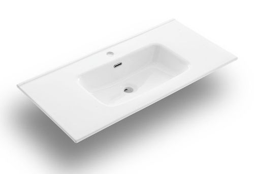 Ensemble meuble de salle de bain 1 tiroir 1 colonne blanc mat et miroir à LED Teph L 100 cm - Photo n°2; ?>