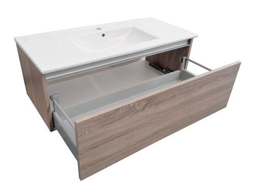 Ensemble meuble de salle de bain 1 tiroir bois clair et miroir lumineux Teph L 70 cm - Photo n°2; ?>