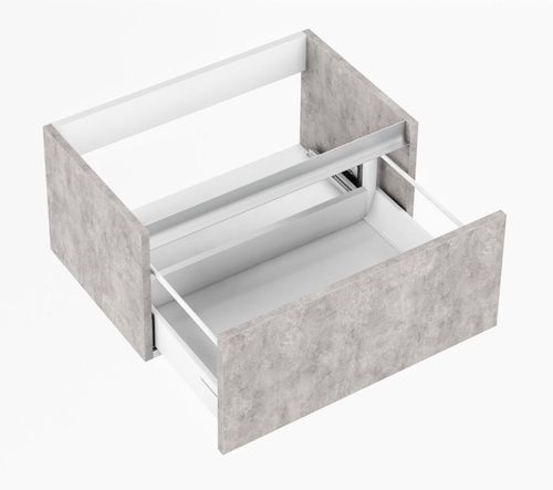 Ensemble meuble de salle de bain 1 tiroir bois effet béton et miroir lumineux Teph L 70 cm - Photo n°2; ?>