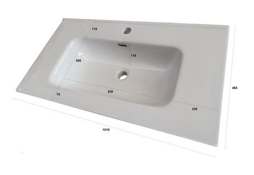 Ensemble meuble de salle de bain 1 tiroir bois foncé et miroir lumineux Teph L 100 cm - Photo n°3; ?>