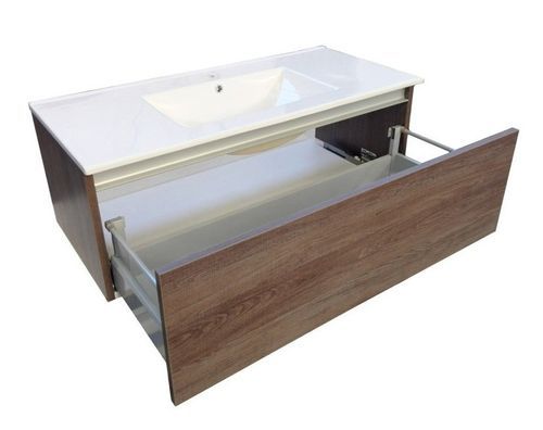 Ensemble meuble de salle de bain 1 tiroir bois foncé et miroir lumineux Teph L 70 cm - Photo n°2; ?>