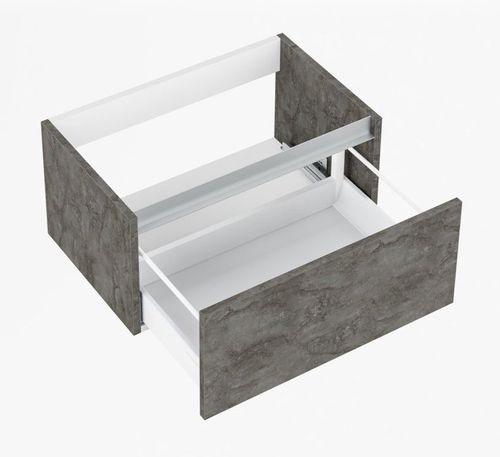 Ensemble meuble de salle de bain 1 tiroir bois gris oxyde et miroir lumineux Teph L 70 cm - Photo n°2; ?>