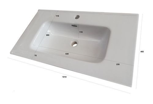 Ensemble meuble de salle de bain 1 tiroir laqué blanc et miroir lumineux Teph L 100 cm - Photo n°3; ?>