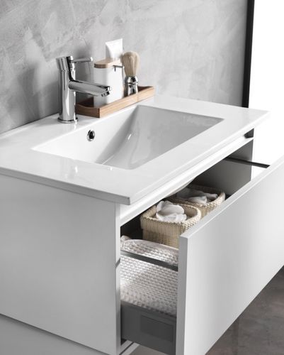 Ensemble meuble de salle de bain 1 tiroir laqué blanc mat et miroir lumineux Teph L 70 cm - Photo n°2; ?>