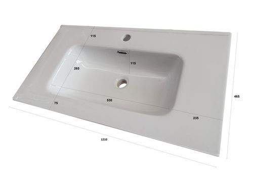 Ensemble meuble de salle de bain 2 tiroirs blanc effet pierre et miroir à LED Olo L 120 cm - Photo n°3; ?>