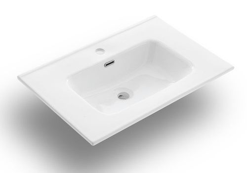 Ensemble meuble de salle de bain 2 tiroirs blanc et bleu effet pierre et miroir à LED Oga L 70 cm - Photo n°3; ?>