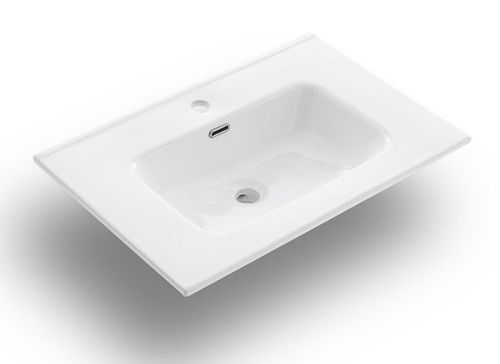 Ensemble meuble de salle de bain 2 tiroirs bois blanc et miroir à LED Oga L 70 cm - Photo n°3; ?>