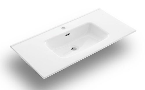 Ensemble meuble de salle de bain 2 tiroirs bois gris et miroir à LED Mola L 90 cm - Photo n°2; ?>