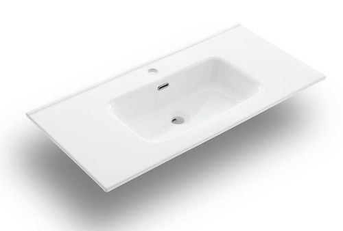 Ensemble meuble de salle de bain 2 tiroirs effet béton et miroir à LED Mola L 90 cm - Photo n°2; ?>