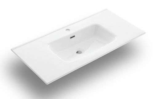 Ensemble meuble de salle de bain 2 tiroirs laqué blanc et chêne et miroir à LED Lago L 120 cm - Photo n°2; ?>