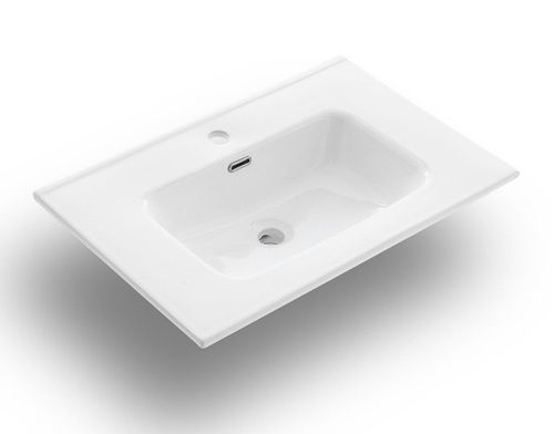 Ensemble meuble de salle de bain 2 tiroirs laqué blanc et chêne et miroir à LED Oga L 80 cm - Photo n°3; ?>