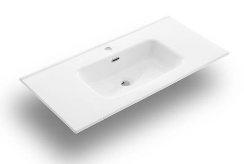 Ensemble meuble de salle de bain 2 tiroirs laqué blanc et chêne et miroir lumineux Lago L 100 cm 2 - Photo n°2; ?>