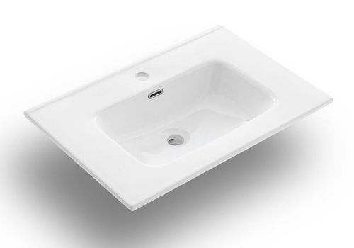 Ensemble meuble de salle de bain 2 tiroirs laqué blanc et chêne et miroir lumineux Lago L 60 cm - Photo n°2; ?>