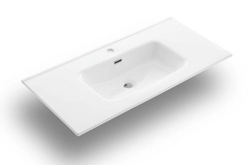Ensemble meuble de salle de bain 2 tiroirs laqué blanc et effet béton et miroir lumineux Lago L 120 cm - Photo n°2; ?>