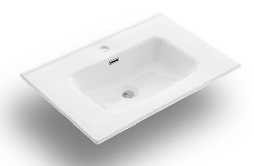 Ensemble meuble de salle de bain 2 tiroirs laqué blanc et gris et miroir à LED Oga L 70 cm - Photo n°3; ?>