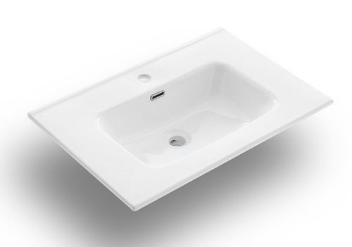 Ensemble meuble de salle de bain 2 tiroirs laqué blanc et gris et miroir lumineux Lago L 60 cm - Photo n°2; ?>