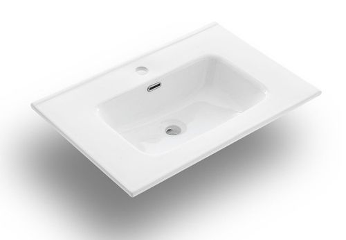 Ensemble meuble de salle de bain 2 tiroirs laqué blanc et gris oxyde et miroir à LED Oga L 70 cm - Photo n°3; ?>