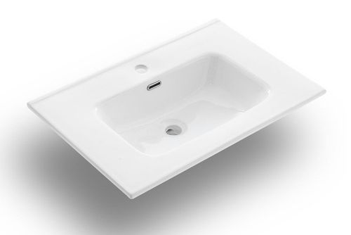 Ensemble meuble de salle de bain 2 tiroirs laqué blanc et gris oxyde et miroir lumineux Lago L 60 cm - Photo n°2; ?>