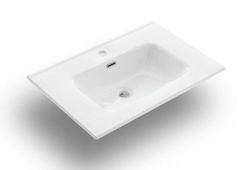 Ensemble meuble de salle de bain 2 tiroirs laqué blanc et miroir lumineux Lago L 60 cm - Photo n°2; ?>