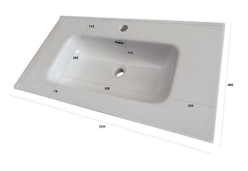 Ensemble meuble de salle de bain 2 tiroirs laqué blanc et miroir lumineux Molam L 120 cm - Photo n°2; ?>