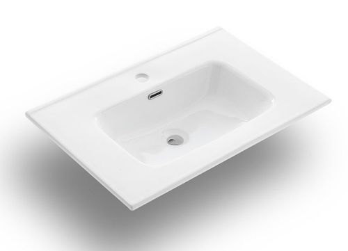 Ensemble meuble de salle de bain 2 tiroirs laqué blanc mat et miroir à LED Oga L 70 cm - Photo n°3; ?>